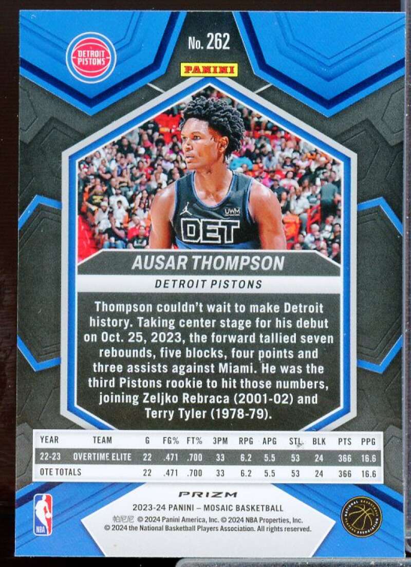 Ausar Thompson/NBA Debut Rookie 2023-24 Panini Mosaic Mosaic Reactive Blue #262  Image 2