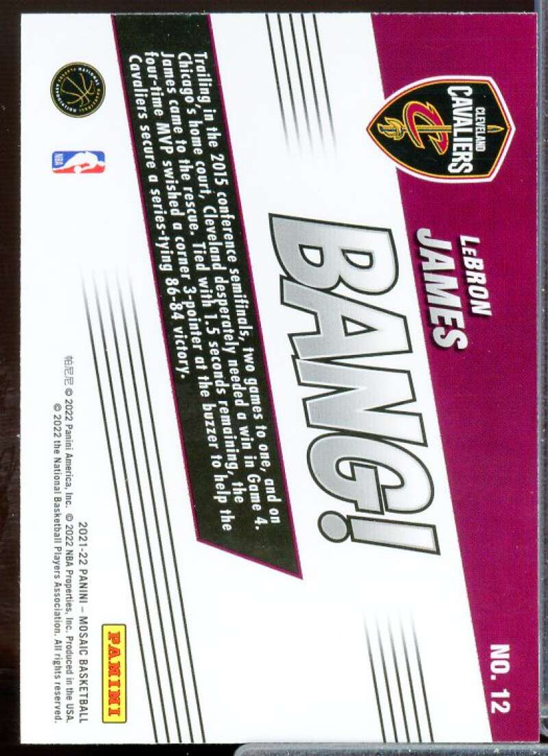 LeBron James Card 2021-22 Panini Mosaic Bang #12  Image 2