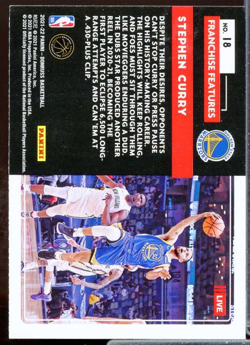 Stephen Curry Card 2021-22 Donruss Franchise Features #18  Image 2
