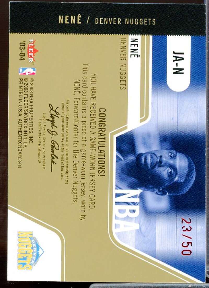 Nene Card 2003-04 Fleer Authentix Jersey Authentix #JAN  Image 2