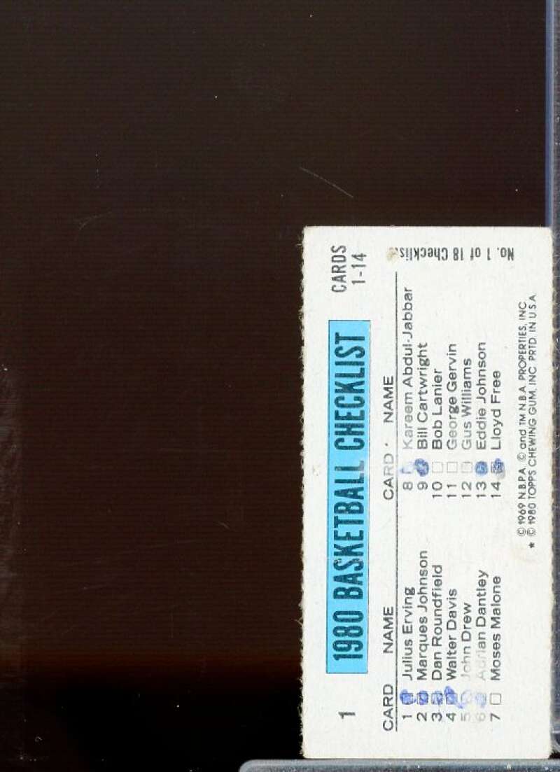 Julius Erving AS Card 1980-81 Topps Single Panel #1  Image 2