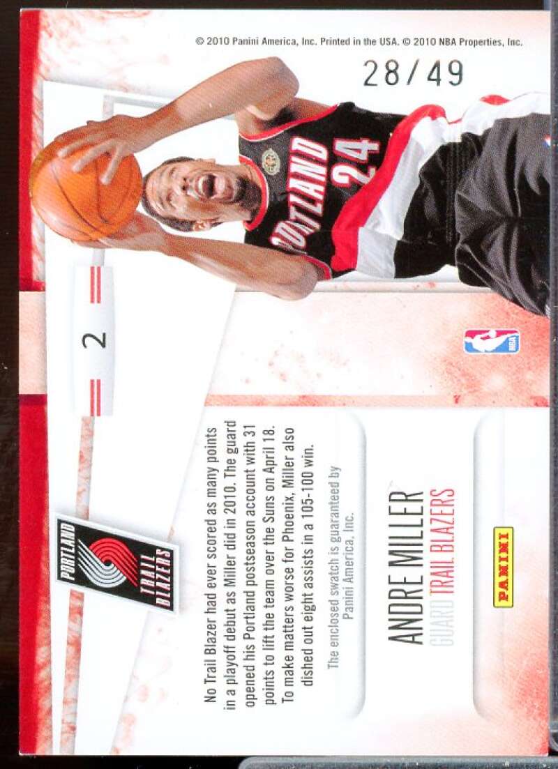 Andre Miller 2010-11 Rookies and Stars Dress for Success Materials Prime #2  Image 2