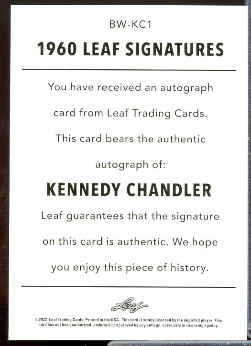 Kennedy Chandler Rookie Card 2021-22 Leaf Memories '60 Bronze #BWKC1  Image 2