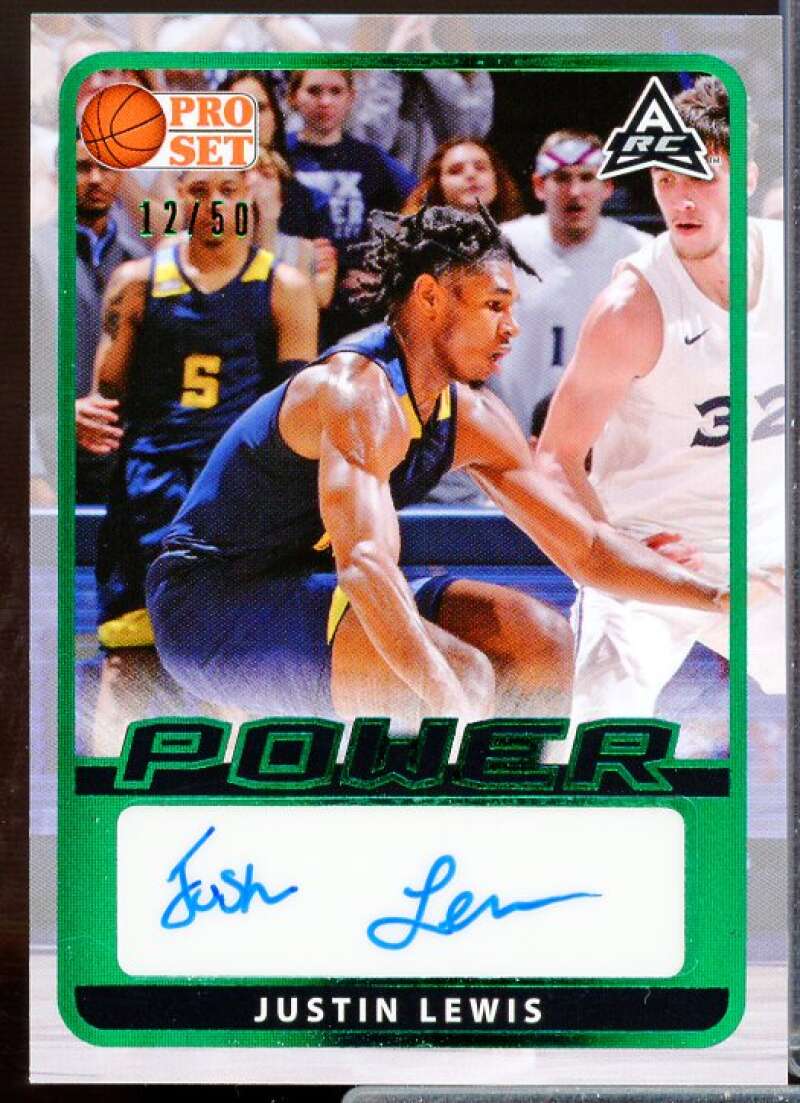 Justin Lewis Rookie Card 2021-22 Leaf Pro Set Power Green #BAJL1  Image 1