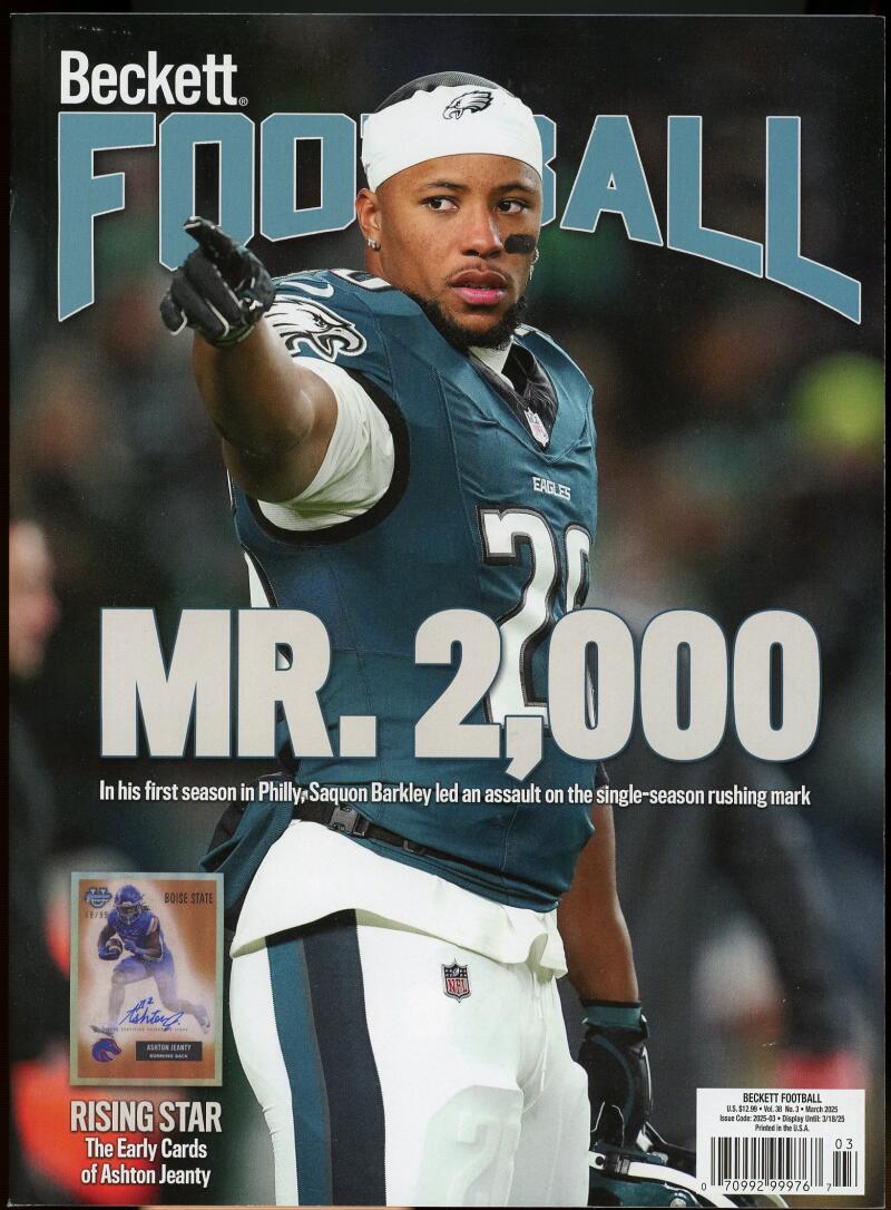 Beckett Football Monthly Price Guide Magazine March 2025 Philly Saquon Barkley Image 1