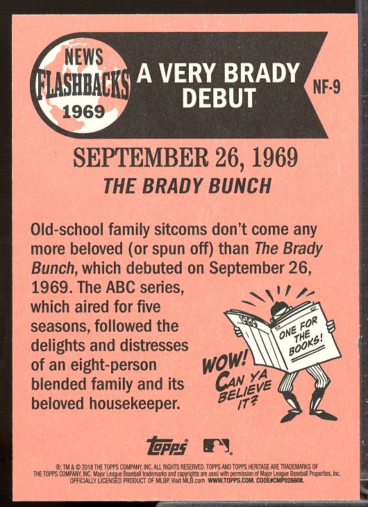 The Brady Bunch Card 2018 Topps Heritage News Flashbacks #NF9  Image 2