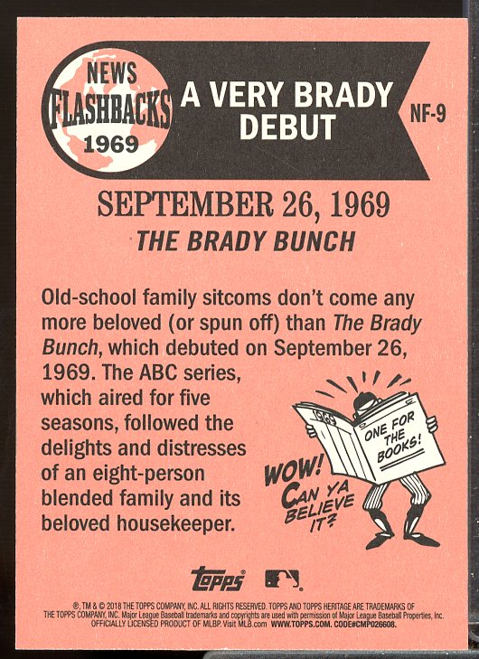 The Brady Bunch Card 2018 Topps Heritage News Flashbacks #NF9  Image 2