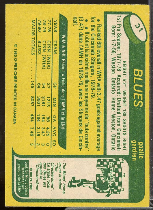 Mike Liut Rookie Card 1980-81 O-Pee-Chee #31  Image 2