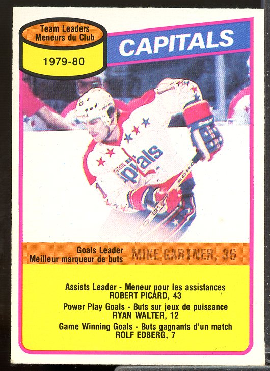 Mike Gartner/Capitals Scoring Leaders CL Card 1980-81 O-Pee-Chee #49  Image 1