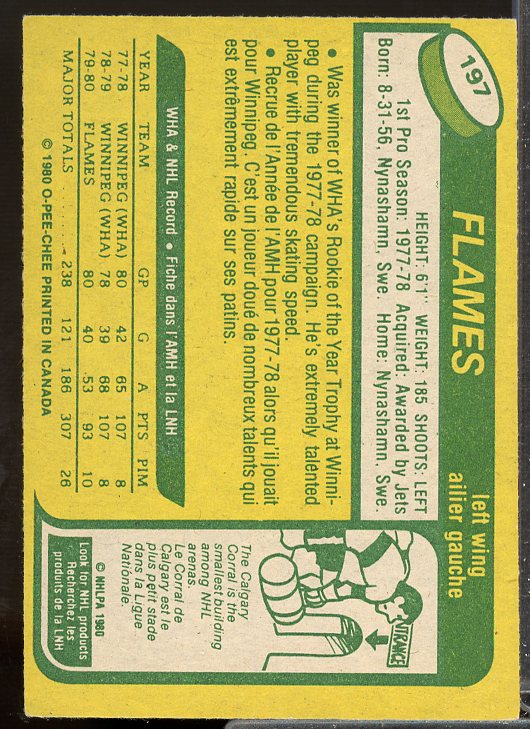 Kent Nilsson Rookie Card 1980-81 O-Pee-Chee #197  Image 2