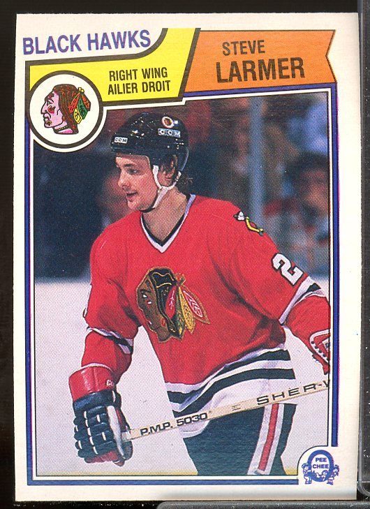Steve Larmer UER Rookie Card 1983-84 O-Pee-Chee #105  Image 1