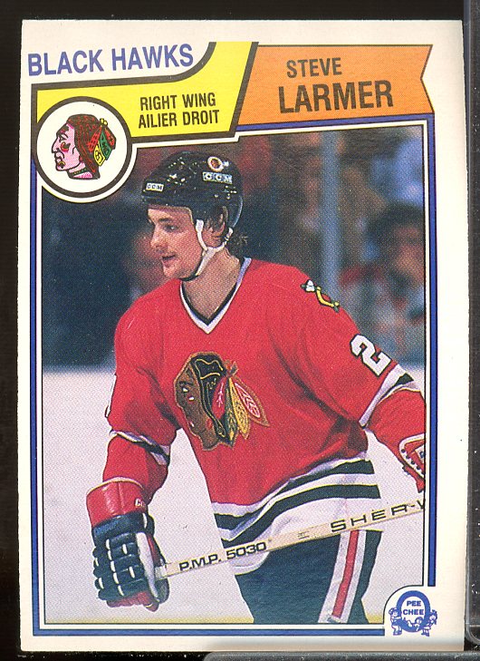 Steve Larmer UER Rookie Card 1983-84 O-Pee-Chee #105  Image 1