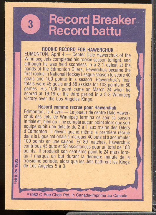 Dale Hawerchuk HL Card 1982-83 O-Pee-Chee #3  Image 2