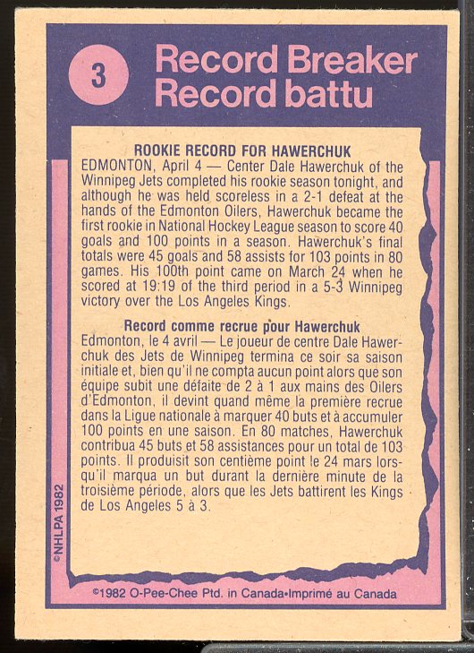 Dale Hawerchuk HL Card 1982-83 O-Pee-Chee #3  Image 2