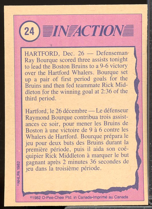 Ray Bourque IA Card 1982-83 O-Pee-Chee #24  Image 2