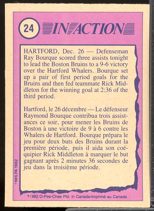 Ray Bourque IA Card 1982-83 O-Pee-Chee #24  Image 2