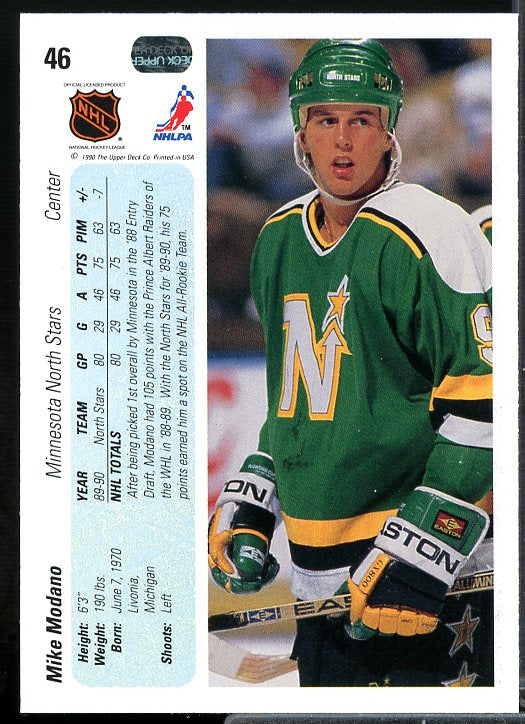 Mike Modano Rookie Card 1990-91 Upper Deck #46  Image 2