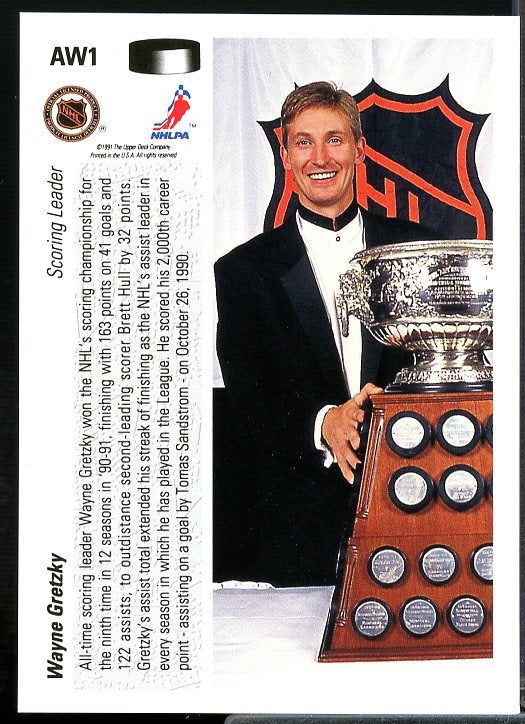 Wayne Gretzky Card 1991-92 Upper Deck Award Winner Holograms #AW1  Image 2