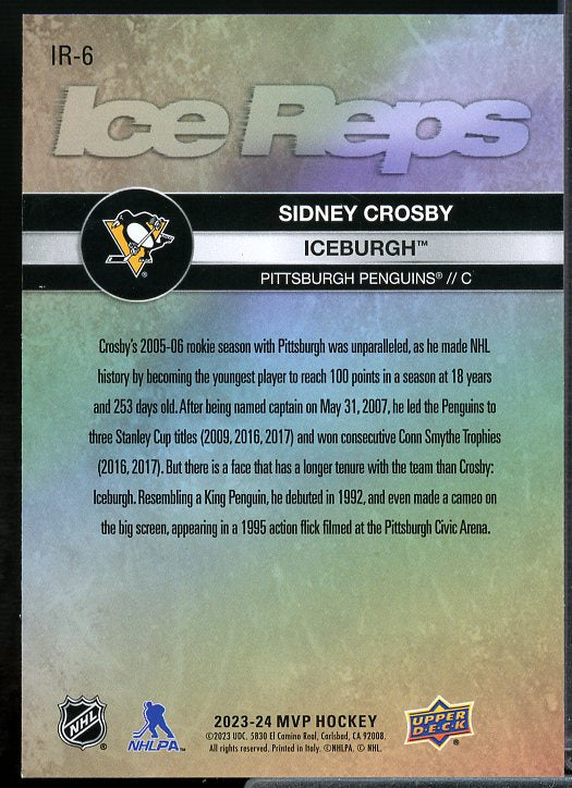 Sidney Crosby/Iceburgh Card 2023-24 Upper Deck MVP Ice Reps #IR6  Image 2