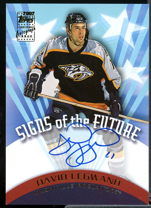 David Legwand Rookie Card 2002-03 Topps Signs of the Future #DL  Image 1