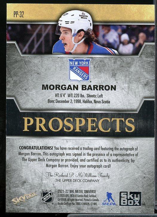 Morgan Barron D 2021 Metal Universe Premium Prospects Star AU Sapphires #PP32  Image 2