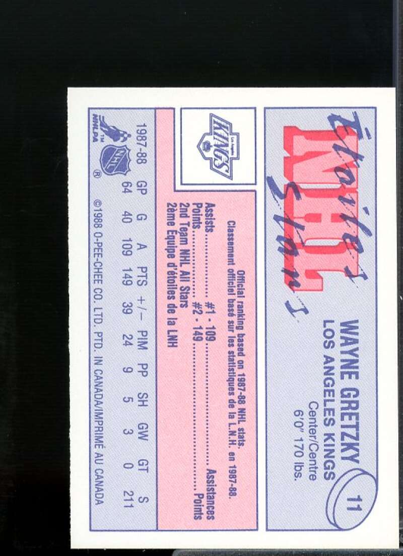 Wayne Gretzky Card 1988-89 O-Pee-Chee Minis #11  Image 2