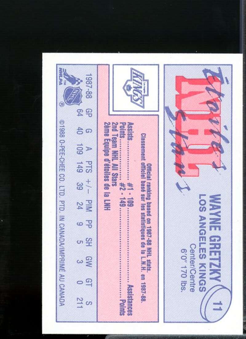 Wayne Gretzky Card 1988-89 O-Pee-Chee Minis #11  Image 2