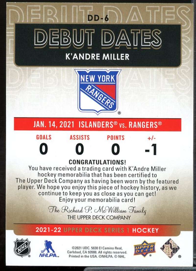 K'Andre Miller Card 2021-22 Upper Deck Debut Dates Jerseys #DD6  Image 2