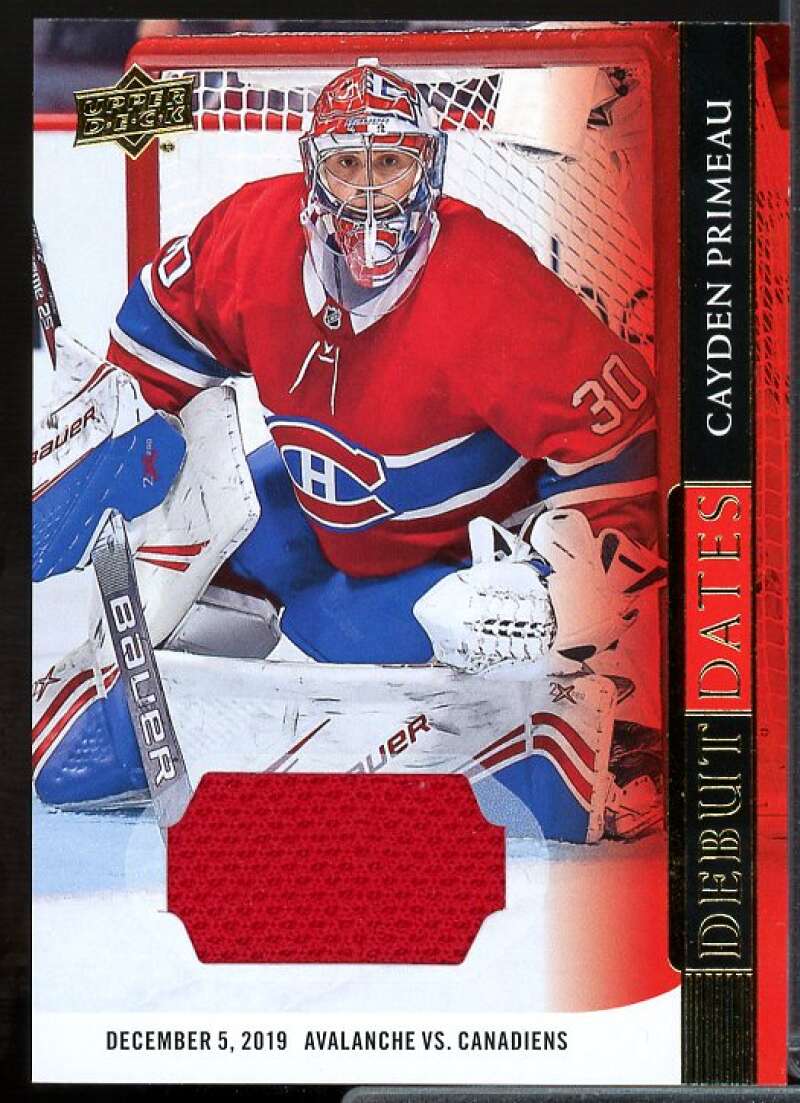 Cayden Primeau Card 2020-21 Upper Deck Debut Dates Jerseys #DD4  Image 1