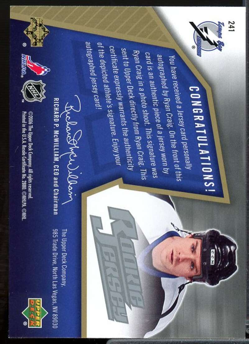 Ryan Craig JSY AU Rookie Card 2005-06 SPx #241  Image 2