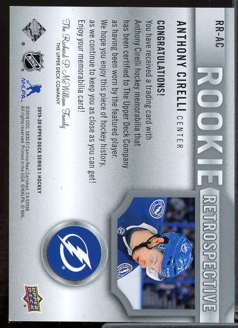 Anthony Cirelli Rookie 2019-20 Upper Deck Rookie Retrospective Jerseys #RRAC  Image 2
