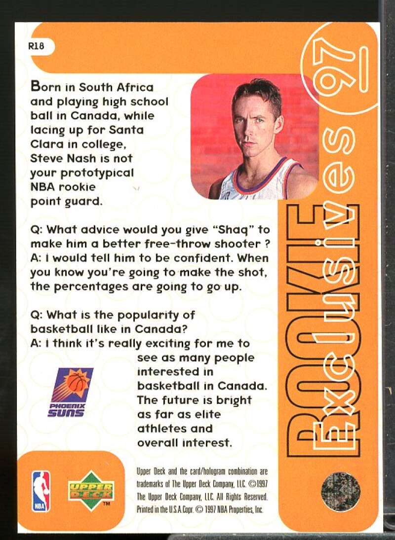 Steve Nash Rookie Card 1996-97 Upper Deck Rookie Exclusives #R18  Image 2