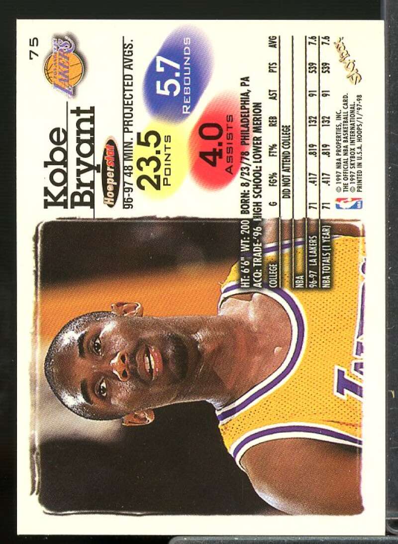 Kobe Bryant Card 1997-98 Hoops #75  Image 2