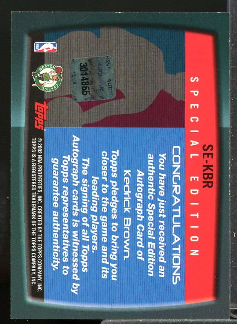 Kedrick Brown Autograph Card 2002 Topps Special Edition #SE-KBR  Image 2
