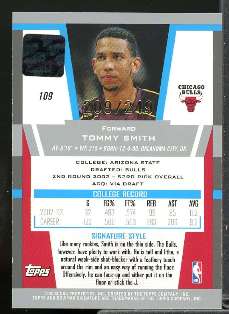 Tommy Smith Card 2003-04 Bowman Signature Edition Silver #109  Image 2