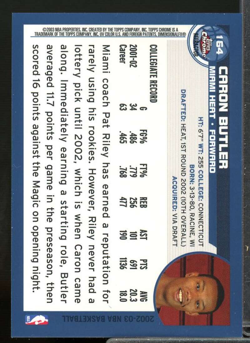 Caron Butler Rookie Card 2002-03 Topps Chrome Refractors #164  Image 2