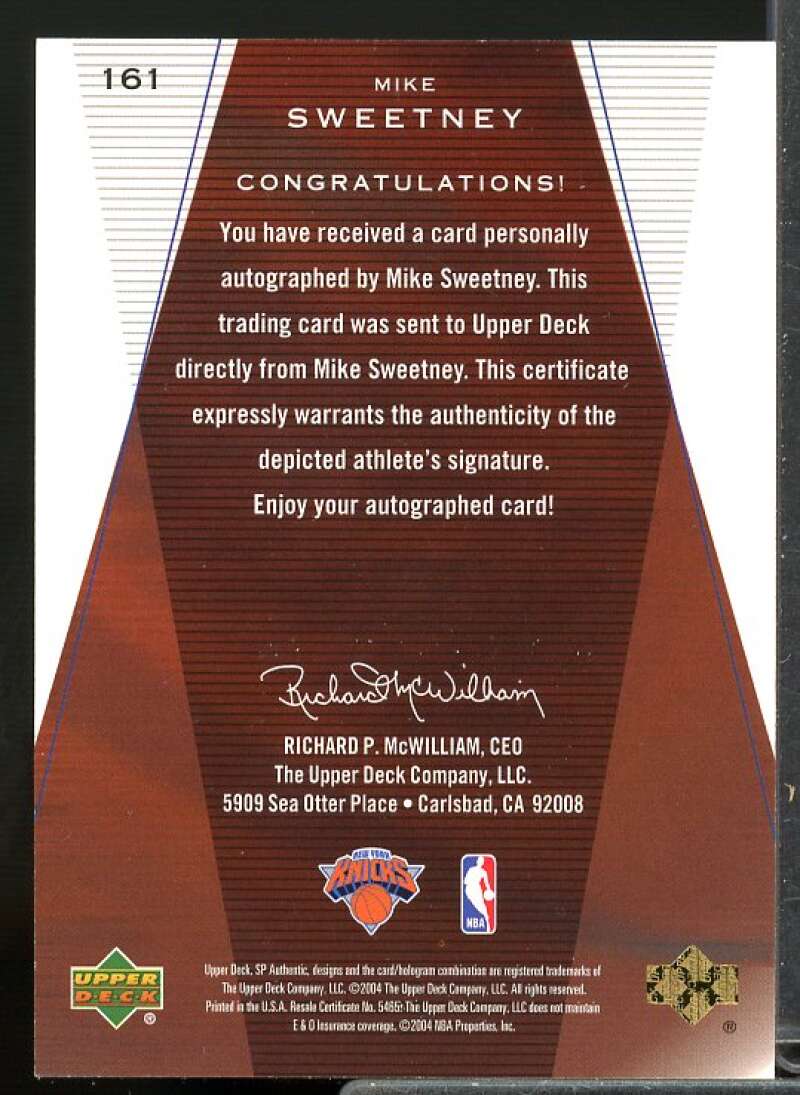 Mike Sweetney AU Rookie Card 2003-04 SP Authentic Limited #161  Image 2