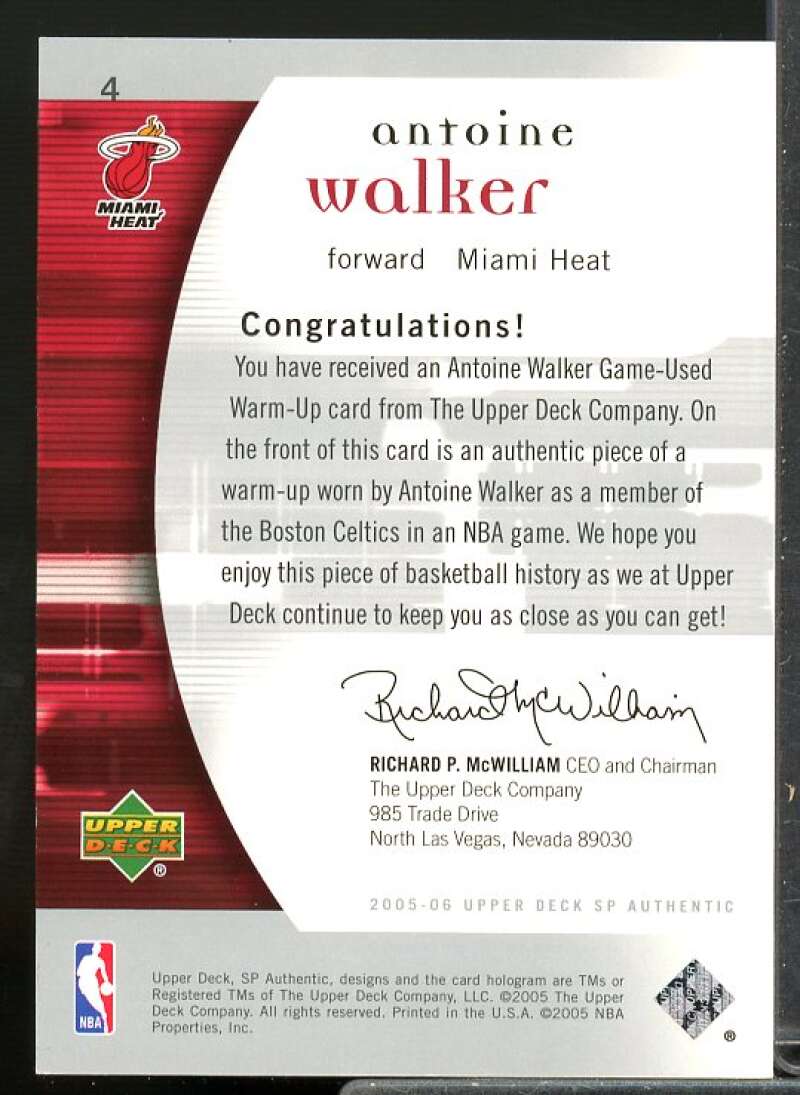 Antoine Walker Card 2005-06 SP Authentic Limited Warm Ups #4  Image 2