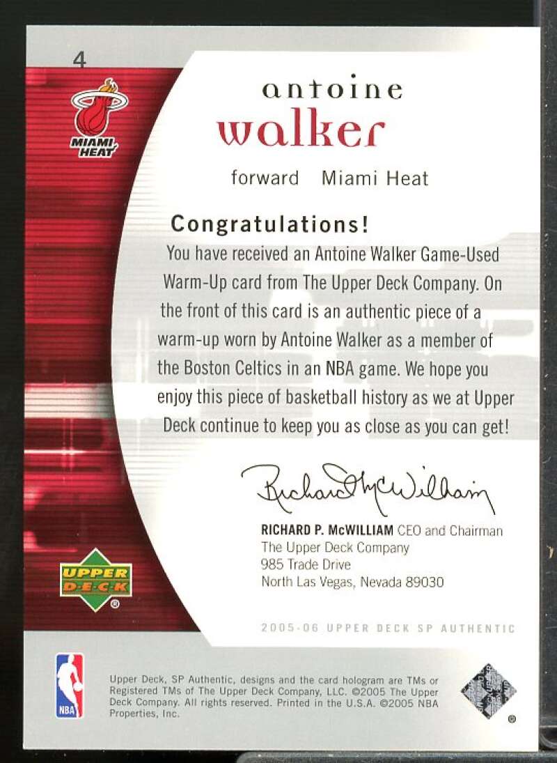 Antoine Walker Card 2005-06 SP Authentic Limited Warm Ups #4  Image 2