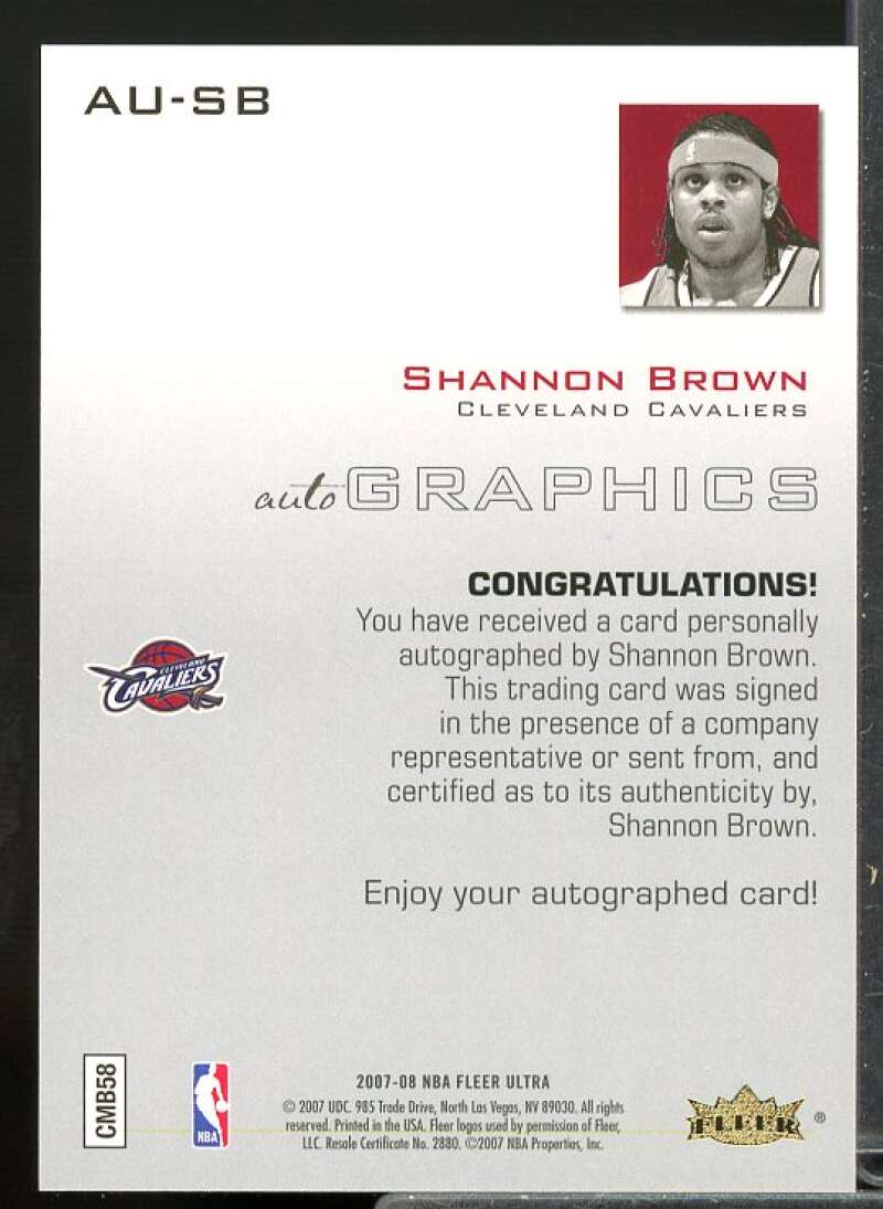 Shannon Brown Ultra Rookie Card 2007-08 Ultra SE Autographics Black #AUSB  Image 2