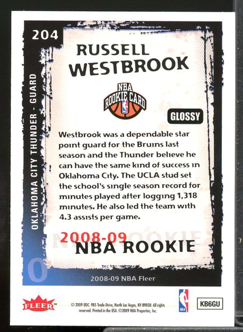 Russell Westbrook Rookie Card 2008-09 Fleer Glossy #204  Image 2