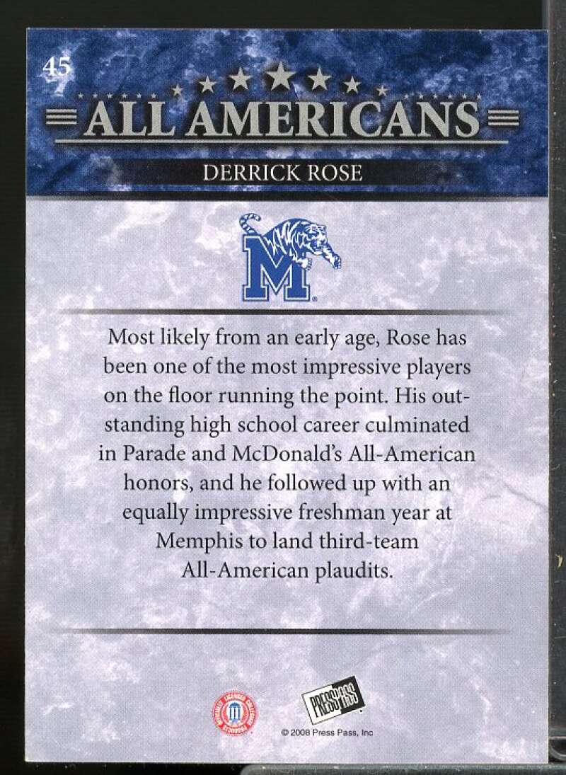 Derrick Rose AA Rookie Card 2008 Press Pass Reflectors Blue #45  Image 2