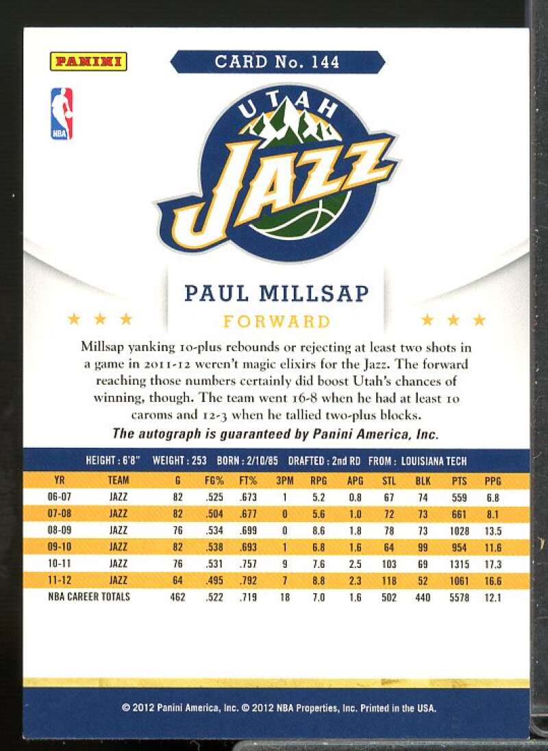 Paul Millsap Card 2012-13 Hoops Autographs #144  Image 2