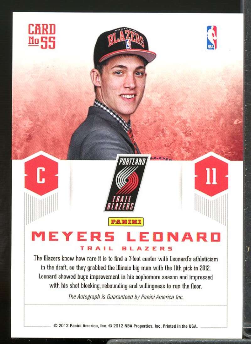 Meyers Leonard Rookie Card 2012-13 Prestige Prestigious Picks Signatures #55  Image 2