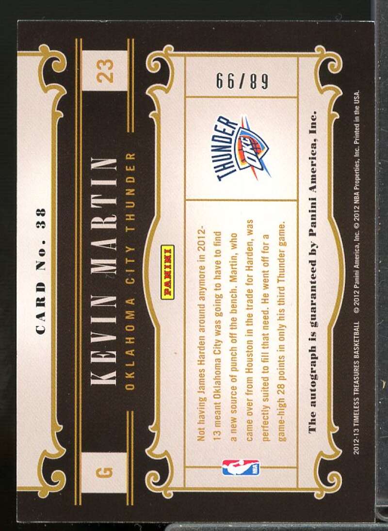 Kevin Martin Rookie 2012-13 Timeless Treasures Timeless Talents Signatures #38  Image 2