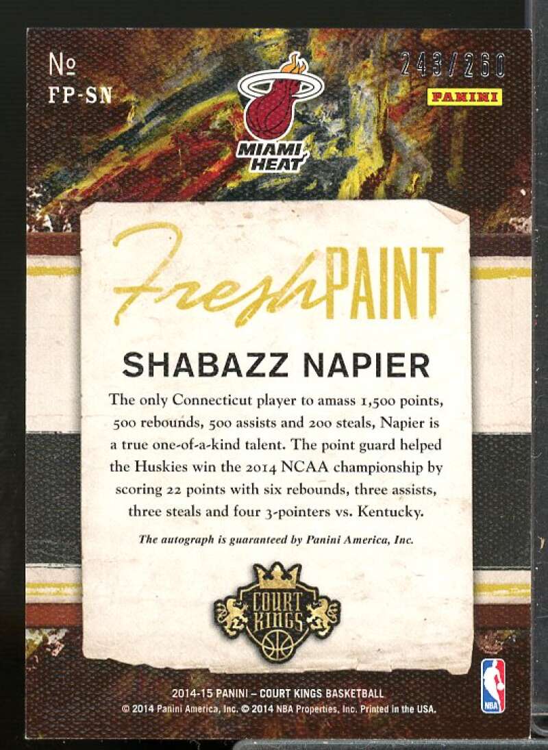Shabazz Napier Rookie Card 2014-15 Court Kings Fresh Paint Autographs #FPSN  Image 2