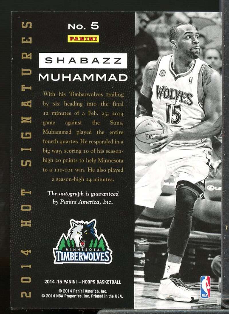 Shabazz Muhammad Rookie Card 2014-15 Hoops Hot Signatures #5  Image 2