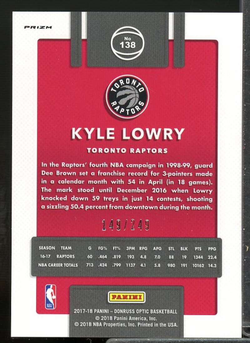 Kyle Lowry Card 2017-18 Donruss Optic Premium #138  Image 2