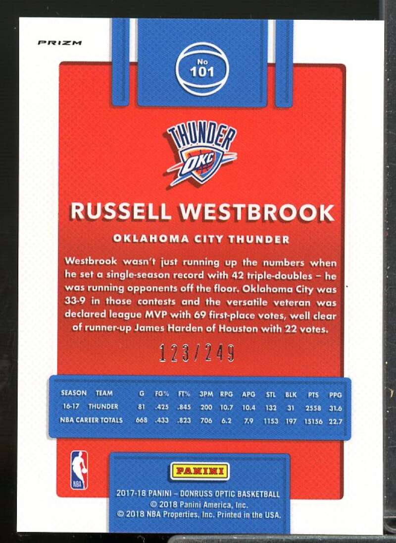 Russell Westbrook Card 2017-18 Donruss Optic Premium #101  Image 2