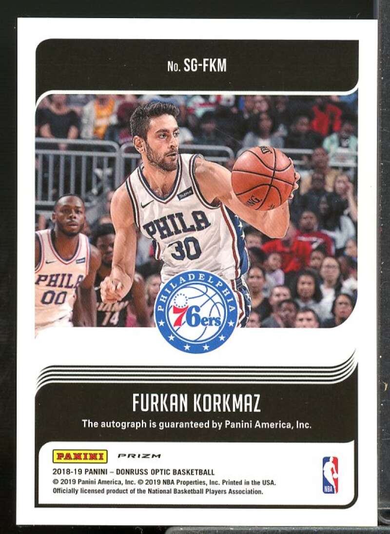 Furkan Korkmaz Card 2018-19 Donruss Optic Signature Series Holo #23  Image 2